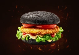 Чёрный бургер с курицей