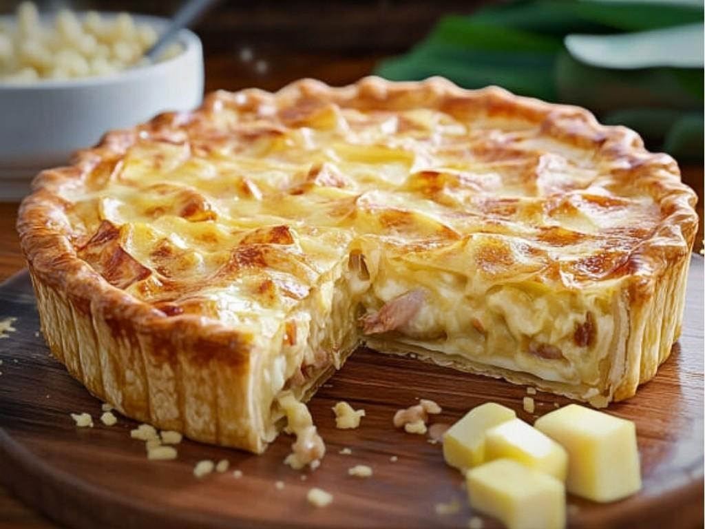 Пирог с курицей и сыром